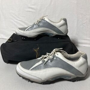 Footjoy Contour IV White Gray Leather Golf Shoes‎ with Bag Women's Size 10 M